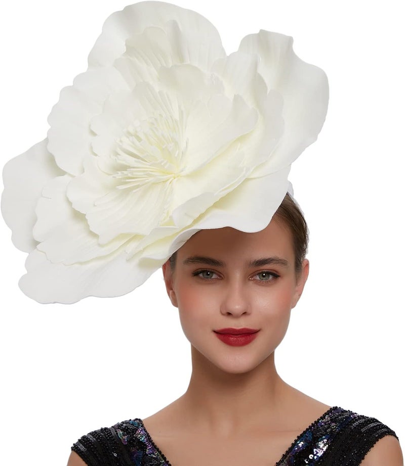 LDFWAY Large Flower Fascinators for Girls Women Tea Party Cocktail Headwear Derby Hats with Headband and Clip for Wedding - Image 4